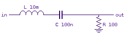 L, C in series, output across R